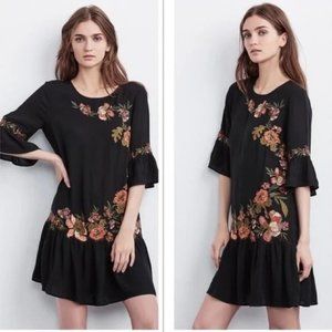 Anthropologie Velvet By Graham & Spencer Floral Embroidered Tunic Dress NWT